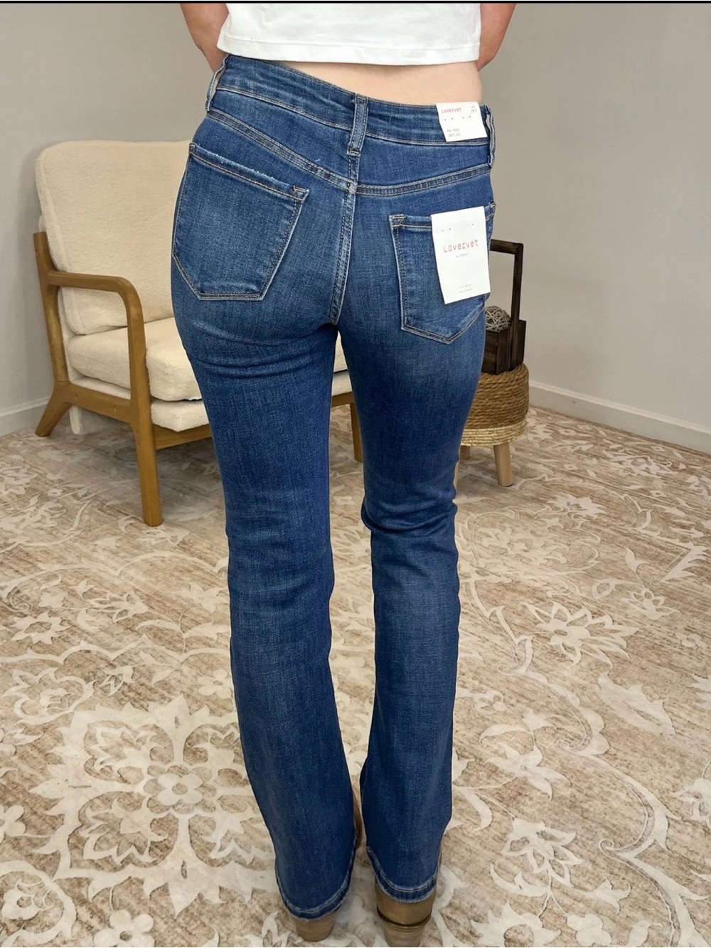 High-Rise Bootcut Jeans - Dark Blue